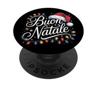 BUON Natale Chapeau de Père Noël Motif Famille Italienne Rouge PopSockets PopGrip Adhésif