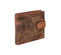 Buono Pelle Portefeuille de luxe en cuir végétal avec blocage RFID pour homme avec poche zippée sécurisée pour pièces de monnaie/billets et fenêtre pour carte d'identité, boîte cadeau, Marron vieilli,