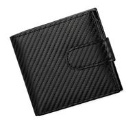 Buono Pelle Portefeuille fin en cuir véritable avec blocage RFID pour homme avec poche zippée pour pièces de monnaie, compartiments pour billets, porte-cartes et fenêtre pour carte d'identité, noir