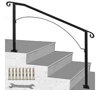 BuoQua Rampe d'Escalier 3 à 4 Marches Garde-corps pour Escalier Main Courante Noire pour Escalier Rampe en Forme Arche