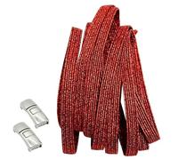 BupiMufi Lacets Elastique Plats Paillettes de Chaussure - 6 mm de Largeur, Lacets Chaussures sans Noeuds avec Fermeture en Métal, pour Enfants et Adultes 100cm, Rouge