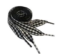 BupiMufi Lacets plats à carreaux de 2,5 cm de large - Motif à carreaux - Pour baskets, bottes et chaussures - 120 cm, N° 24 - Noir