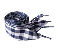 BupiMufi Lacets plats à carreaux de 2,5 cm de large - Motif à carreaux - Pour baskets, bottes et chaussures - 120 cm, N° 11 : bleu et blanc