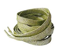 BupiMufi Lacets plats à paillettes de 9 à 10 mm de large - Matériau amélioré - Lacets métalliques brillants indéchirables - Design bling, vert clair, 120