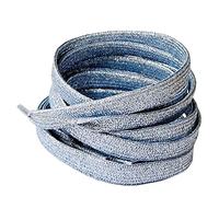 BupiMufi Lacets plats à paillettes de 9 à 10 mm de large - Matériau amélioré - Lacets métalliques brillants indéchirables - Design bling, bleu clair, 120