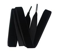 BupiMufi Lacets plats de 16 mm de large en velours uni, lacets en tissu de velours uni, lacets en velours pour chaussures de sport et baskets, 100-140 cm, Noir , 140 cm