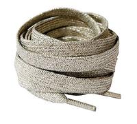 BupiMufi Lacets plats de 9 à 10 mm de large en paillettes [ en matériau amélioré] Bandes de chaussures résistantes aux déchirures métalliques brillantes Design bling, Or clair, 120