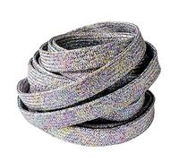 BupiMufi Lacets plats de 9 à 10 mm de large en paillettes [ en matériau amélioré] Bandes métalliques résistantes à la déchirure brillantes Design bling, Argent mélangé, 120 ESL0072-120Silvermixed