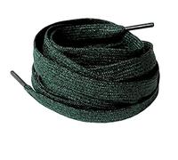 BupiMufi Lacets plats larges de 9 - 10 mm en matériau amélioré, résistants aux déchirures métalliques brillantes, design Bling, vert foncé, 120