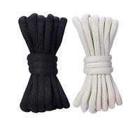 BupiMufi Lot de 2 paires de lacets solides de bonne qualité, largeur 9 mm, en polyester, pour chaussures de sport, chaussures de course, noir et blanc crème, 140