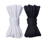 BupiMufi Lot de 2 paires de lacets solides de bonne qualité, largeur 9 mm, en polyester, pour chaussures de sport, chaussures de course, Blanc + noir., 140