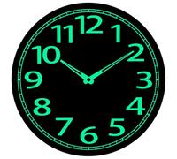 Buqpow Horloge murale phosphorescente en bois de 30,5 cm, silencieuse, sans tic-tac, absorption d'énergie, pour chambre à coucher, salon