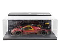 BURAGO 1/18 FERRARI 499P LE MANS 2024 FEU AVEC VITRINE MODÈLE STATIQUE