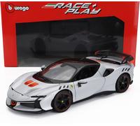 BURAGO 1/18 FERRARI SF90XX ROUTE 2024 BLANC MODÈLE STATIQUE DIECAST