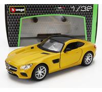 BURAGO 1/32 MERCEDES BENZ AMG GT C190 2016 JAUNE NOIR MODÈLE STATIQUE DIECAST