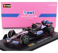 BBurago - Voiture miniature métal 1/43 Alpine A524 F1 2024 Ocon avec casque - Édition collector