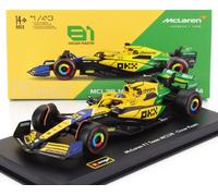 BURAGO 1/43 MCLAREN F1 MCL38 PLAQUETTES MONACO 2024 VITRINE 1:43 MODÈLE STATIQUE
