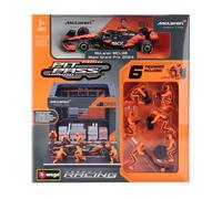 BURAGO 1/43 MODÉLISME MCLAREN F1 MCL38 DIORAMA GARAGE PIT STOP PLAQUETTES STA...