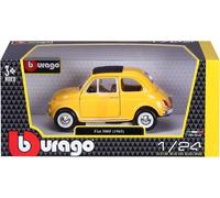Burago 22098Y Jaune Fiat 500F 1965 1/24th Echelle Modèle Moulé Ouvrables Portes