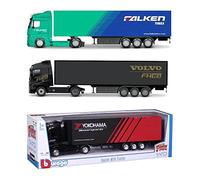 BBURAGO 1/43 STREET FIRE - Camion avec remorque Mercedes Benz Actros & Volvo FH16 - Assortiment