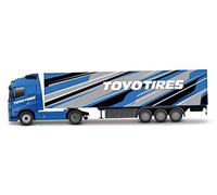 Burago | Camion avec remorque Volvo FH16 | Reproduction de Voiture Miniature à échelle 1/43 | Noir et Bleu | Jouet pour Enfant à Collectionner | B18-31461T