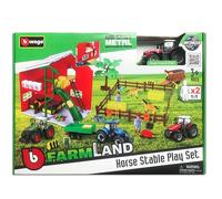 Burago Farmland Playset Étable Avec Chevaux Et Véhicules