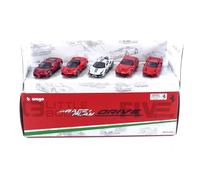 BURAGO - Paquet Cadeau 5 Ferrari Drives - 5 modèles réalistes de Voitures emblématiques mesurant 3" Pouces, Licence Officielle Ferrari, âge recommandé 3+ Ans