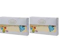 Buratti Confetti Dragées au Chocolat Mini Coeurs Bleu Clair 1 Kg (Lot de 2)