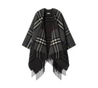 Burberry - Cape à carreaux contrastants - Femme - Vestes - Gris - Taille: ONE Size