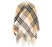 Burberry - Cape à carreaux réversible - Femme - Vestes - Beige - Taille: ONE Size