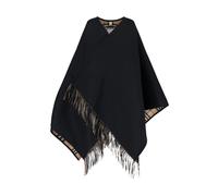 Burberry - Cape en laine réversible à carreaux - Femme - Vestes - Noir - Taille: ONE Size