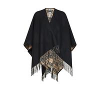 Burberry - Cape en laine réversible à carreaux - Femme - Vestes - Noir - Taille: ONE Size