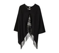 Burberry - Cape en laine réversible - Femme - Vestes - Noir - Taille: ONE Size