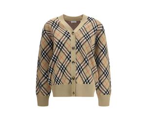Burberry - Cardigan en laine Archivio Check - Femme - Pulls - Beige - Taille: 40 FR