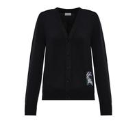 Burberry - Cardigan en laine avec écusson logo - Femme - Pulls - Noir - Taille: 38 FR