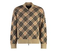 Burberry - Cardigan Zippé en Cachemire avec Motif - Homme - Pulls - Beige - Taille: M