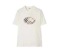 Burberry - Check Knight Stamp Cotton T-shirt - Homme - Tops - Blanc - Taille: XL