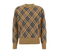 Burberry - Check Knit Sweater - Femme - Pulls - Beige - Taille: 42 FR