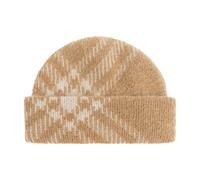 Burberry - Check Mohair Wool Blend Beanie - Homme - Accessoires - Beige - Taille: ONE Size