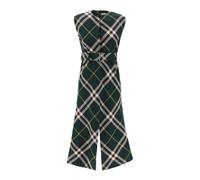 Burberry - Check Motif Wool Midi Dress - Femme - Robes - Vert - Taille: 32 FR