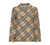 Burberry - Check Silk Pyjama Shirt - Femme - Blouses et Chemises - Beige - Taille: 32 FR