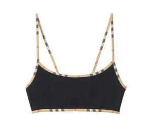 Burberry - Check Trim Bikini Top - Femme - Maillots de bain - Noir - Taille: 38 FR