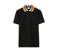 Burberry - Cotton Check Polo - Homme - Tops - Noir - Taille: S
