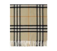 Burberry - Écharpe en Cachemire à Carreaux avec Franges - Homme - Accessoires - Beige - Taille: ONE Size