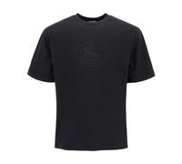 Burberry - Emblem Embroidered Cotton T-Shirt - Homme - Tops - Noir - Taille: L