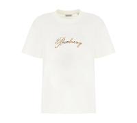 Burberry - Logo Cotton T-shirt - Femme - Tops - Blanc - Taille: 40 FR
