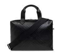 Burberry - Mallette en cuir gaufré à motif Check - Homme - Sacs - Noir - Taille: ONE Size