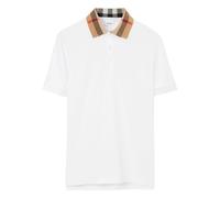 Burberry - Polo avec détail Vintage Check - Homme - Tops - Blanc - Taille: S