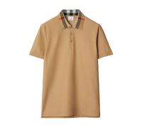 Burberry - Polo en coton à col à carreaux - Homme - Tops - Beige - Taille: S