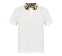 Burberry - Polo en coton à col à carreaux - Homme - Tops - Blanc - Taille: XL